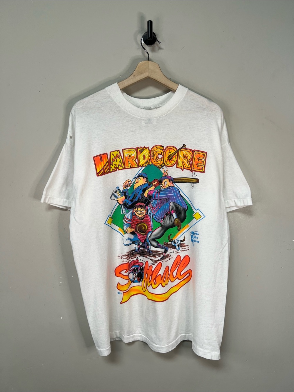 Vtg 90s Hardcore Softball T Shirt